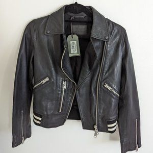 NWT All Saints Balfern Leather Jacket, Black, US Size 2